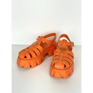 Prada Monolith Rubber Sandals Orange Size 40